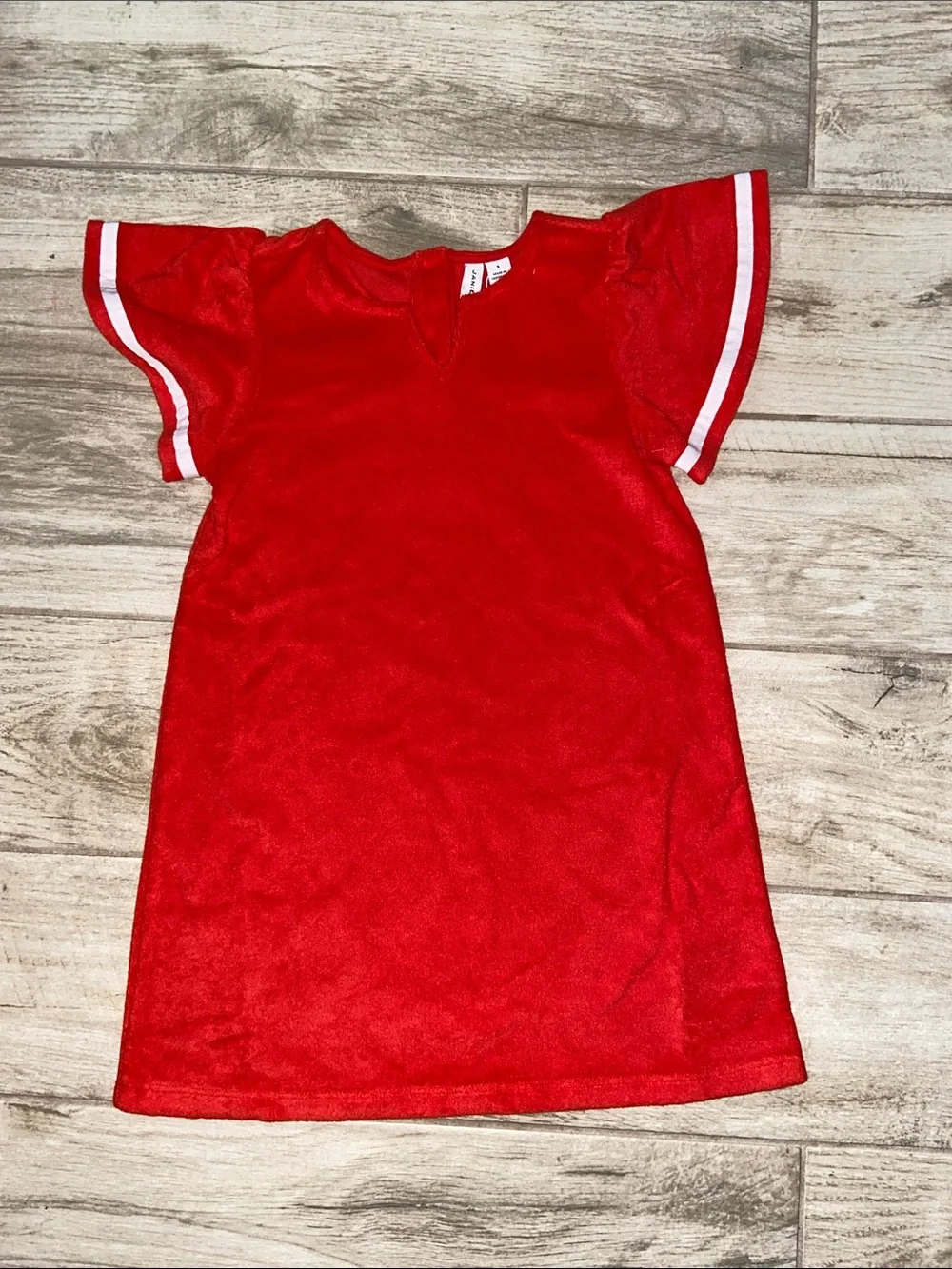 Janie and Jack Red Terry Cloth Flutter Sleeve Dress Swimsuit Cover Up Size 5 New